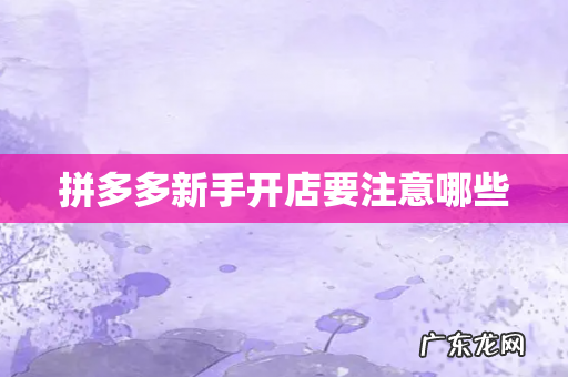 拼多多新手开店要注意哪些