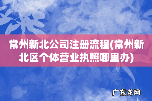 常州新北区个体营业执照哪里办 常州新北公司注册流程