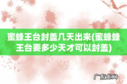 蜜蜂蜂王台要多少天才可以封盖 蜜蜂王台封盖几天出来