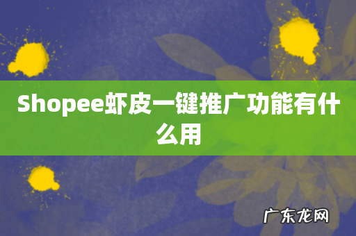 Shopee虾皮一键推广功能有什么用