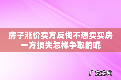房子涨价卖方反悔不想卖买房一方损失怎样争取的呢