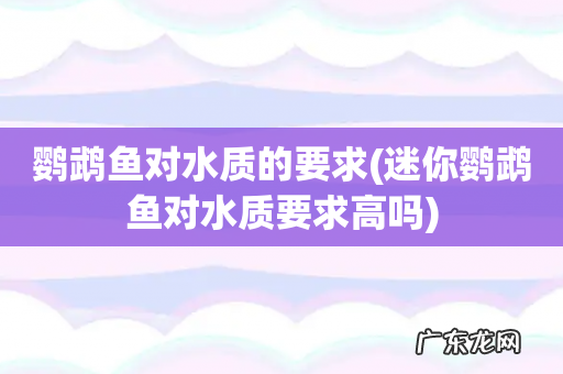 迷你鹦鹉鱼对水质要求高吗 鹦鹉鱼对水质的要求