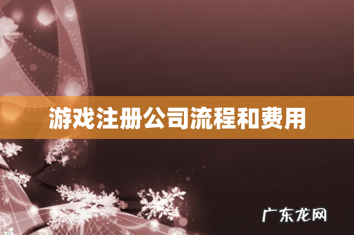 游戏注册公司流程和费用