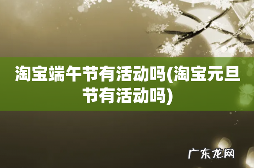 淘宝元旦节有活动吗 淘宝端午节有活动吗