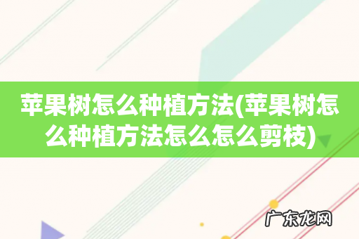 苹果树怎么种植方法怎么怎么剪枝 苹果树怎么种植方法