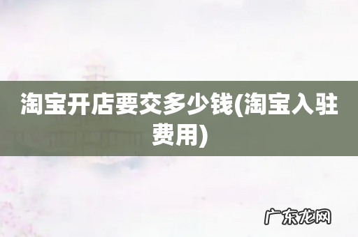 淘宝入驻费用 淘宝开店要交多少钱