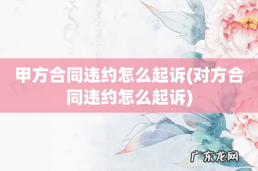 对方合同违约怎么起诉 甲方合同违约怎么起诉