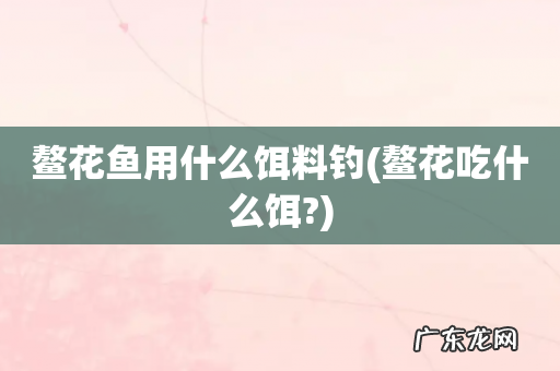 鳌花吃什么饵? 鳌花鱼用什么饵料钓