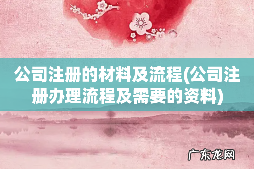 公司注册办理流程及需要的资料 公司注册的材料及流程