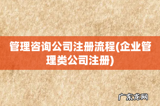 企业管理类公司注册 管理咨询公司注册流程