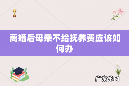 离婚后母亲不给抚养费应该如何办