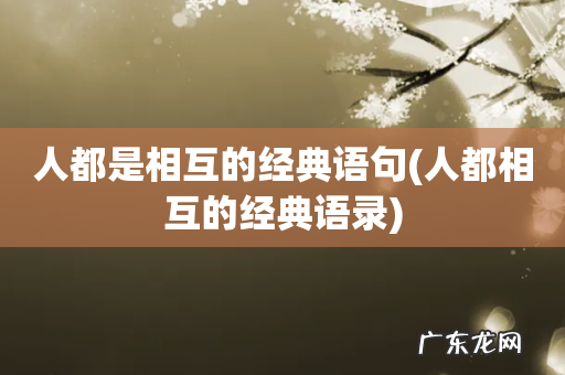 人都相互的经典语录 人都是相互的经典语句