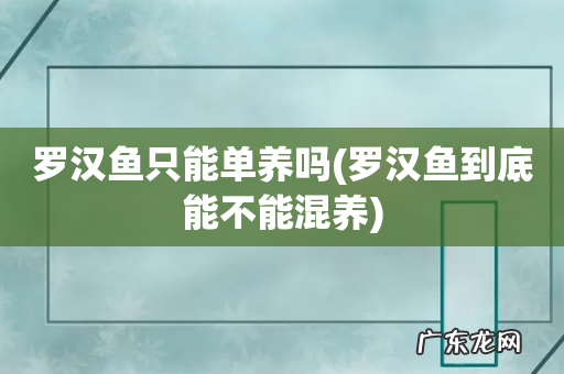 罗汉鱼到底能不能混养 罗汉鱼只能单养吗