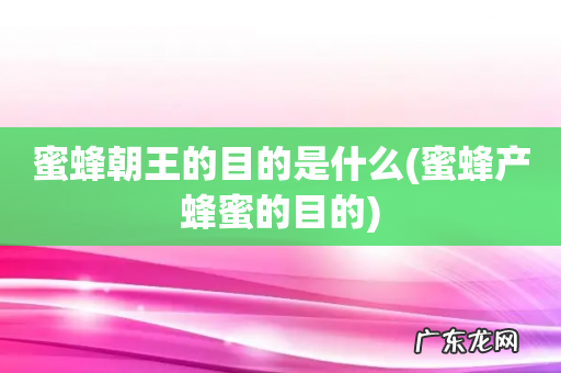 蜜蜂产蜂蜜的目的 蜜蜂朝王的目的是什么