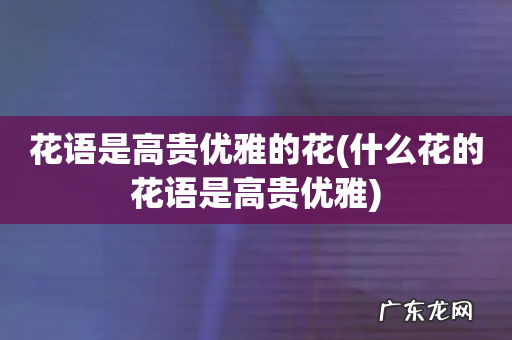 什么花的花语是高贵优雅 花语是高贵优雅的花