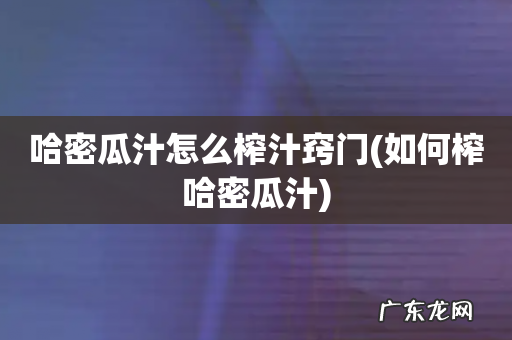 如何榨哈密瓜汁 哈密瓜汁怎么榨汁窍门