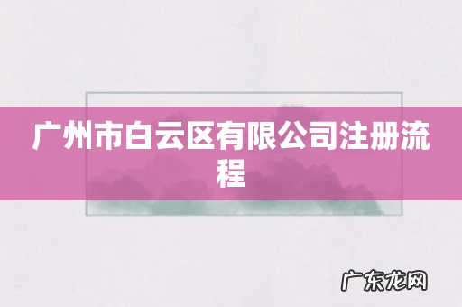 广州市白云区有限公司注册流程