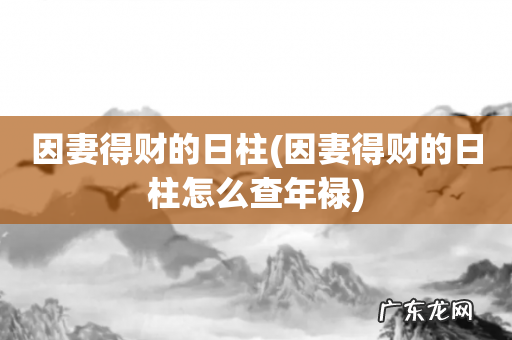 因妻得财的日柱怎么查年禄 因妻得财的日柱