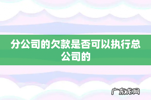 分公司的欠款是否可以执行总公司的