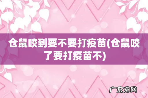 仓鼠咬了要打疫苗不 仓鼠咬到要不要打疫苗
