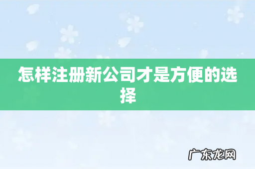 怎样注册新公司才是方便的选择