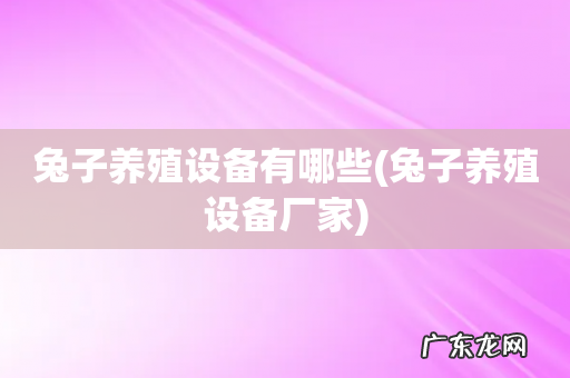兔子养殖设备厂家 兔子养殖设备有哪些