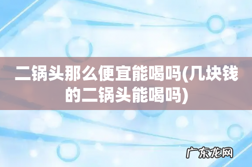 几块钱的二锅头能喝吗 二锅头那么便宜能喝吗