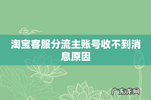 淘宝客服分流主账号收不到消息原因