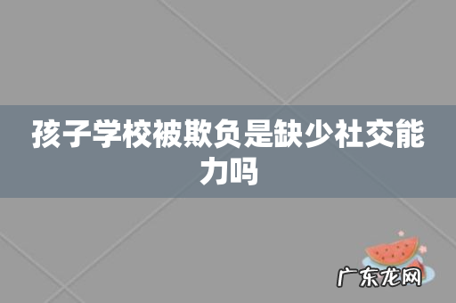 孩子学校被欺负是缺少社交能力吗