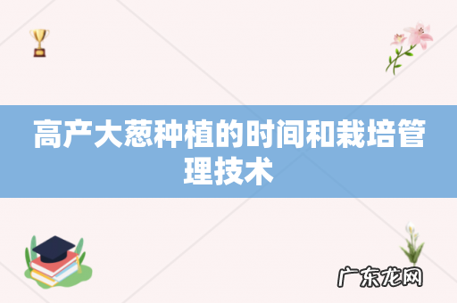 高产大葱种植的时间和栽培管理技术