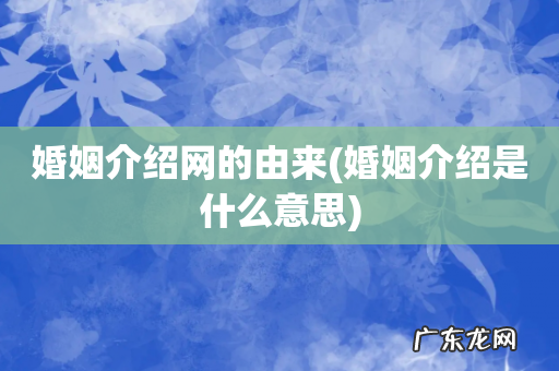 婚姻介绍是什么意思 婚姻介绍网的由来