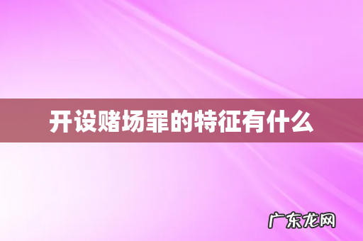 开设赌场罪的特征有什么