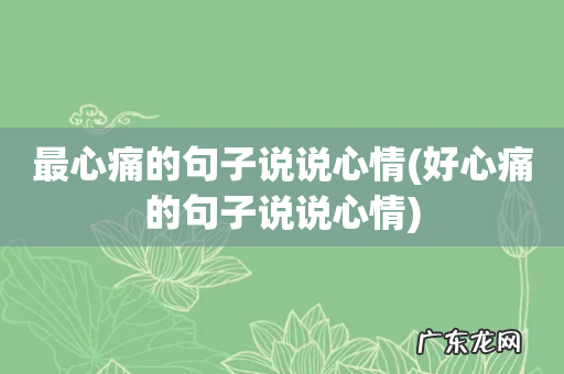 好心痛的句子说说心情 最心痛的句子说说心情