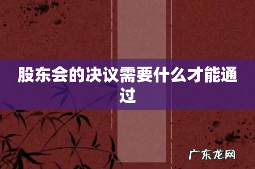 股东会的决议需要什么才能通过