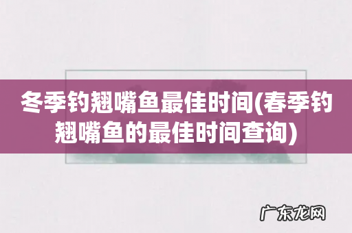 春季钓翘嘴鱼的最佳时间查询 冬季钓翘嘴鱼最佳时间