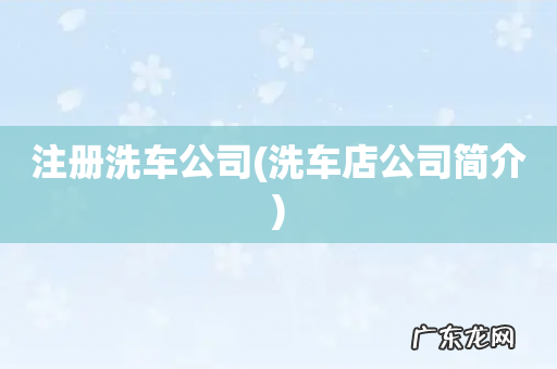 洗车店公司简介 注册洗车公司