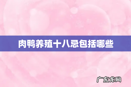 肉鸭养殖十八忌包括哪些