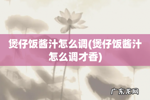 煲仔饭酱汁怎么调才香 煲仔饭酱汁怎么调