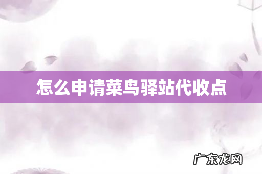 怎么申请菜鸟驿站代收点