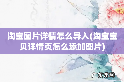 淘宝宝贝详情页怎么添加图片 淘宝图片详情怎么导入