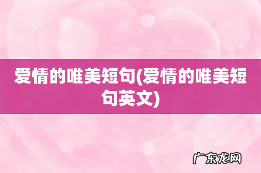 爱情的唯美短句英文 爱情的唯美短句
