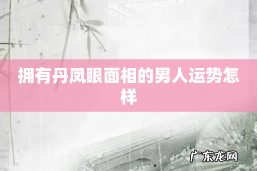 拥有丹凤眼面相的男人运势怎样