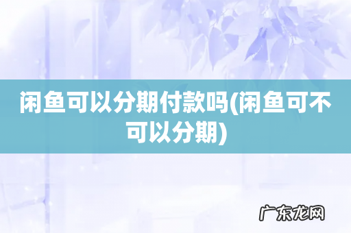 闲鱼可不可以分期 闲鱼可以分期付款吗