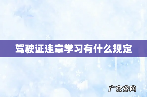驾驶证违章学习有什么规定