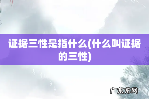 什么叫证据的三性 证据三性是指什么