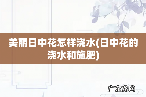 日中花的浇水和施肥 美丽日中花怎样浇水