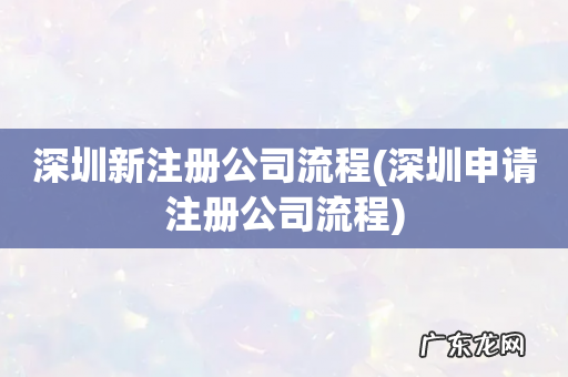 深圳申请注册公司流程 深圳新注册公司流程