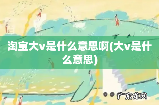 大v是什么意思 淘宝大v是什么意思啊
