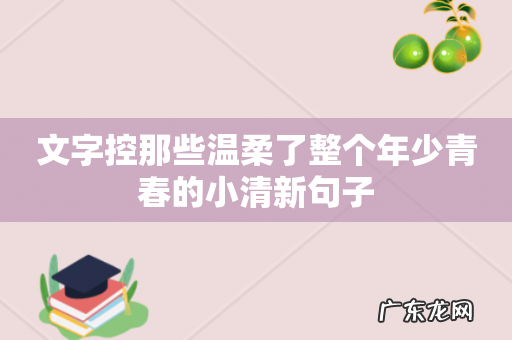 文字控那些温柔了整个年少青春的小清新句子