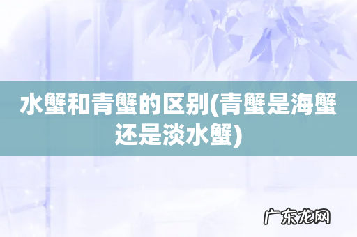 青蟹是海蟹还是淡水蟹 水蟹和青蟹的区别